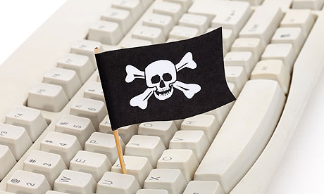 Pirate flag and computer keyboard