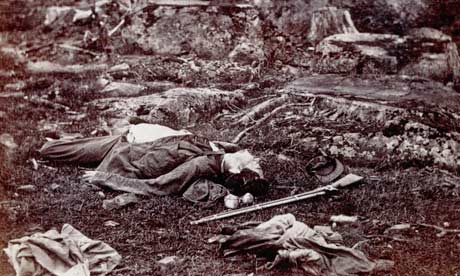 Dead Confederate soldier at Devil's Den