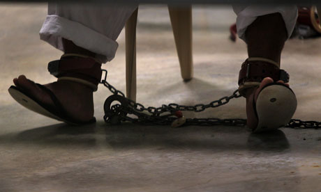 A shackled prisoner