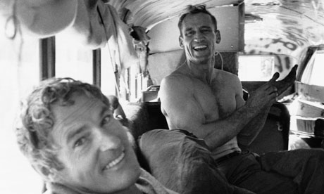 Psychologist Timothy Leary and Neal Cassady in Bus