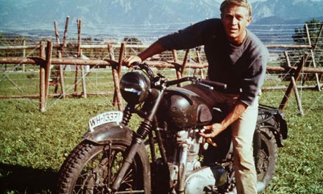Steve McQueen on a Triumph motorbike