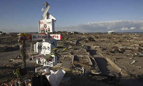 A small shrine stands in one of the areas destroyed by the tsunami in April 2011 in Sendai, Japan.