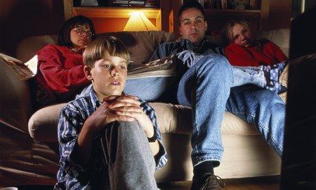 Family watching television