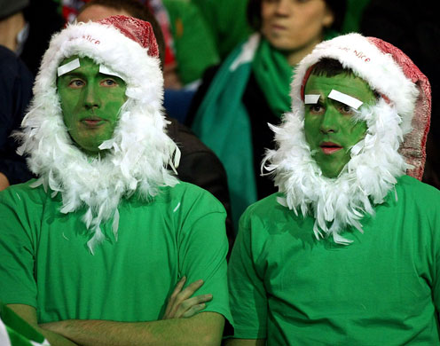 Ireland v France: Dejected Ireland fans in their World Cup 2010 qualifier against France