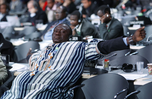Copenhagen: the result: Delegate gestures at the end of a 24-hour period of plenary sessions.