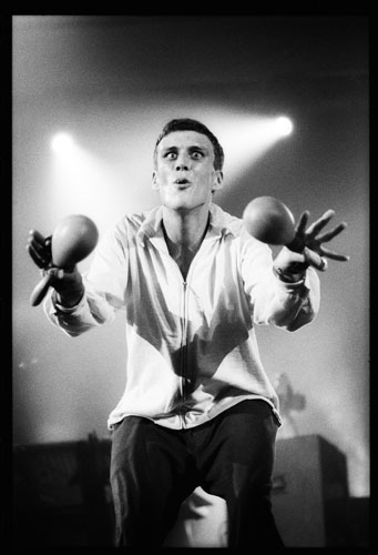Kevin Cummins' Manchester: Bez from the Happy Mondays on stage in 1990, by Kevin Cummins
