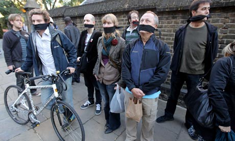 protestors outside Carter-Ruck offices