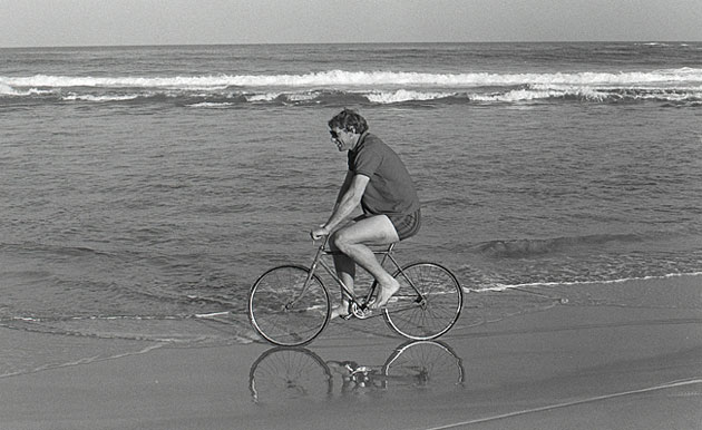 Lions 1974: Willie John McBride cycling on the beach