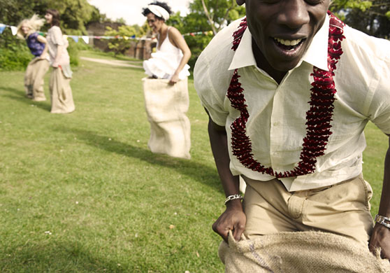 sports day fashion: Sack race