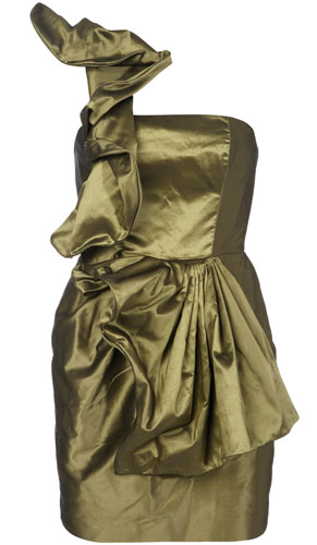 Boy shapes: Topshop asymmetric ruffle metallic dress