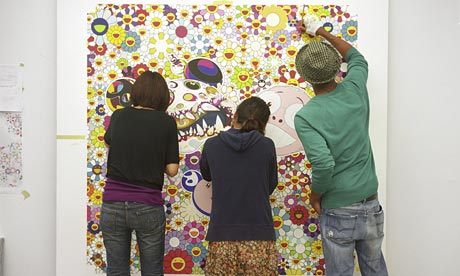 Assistants at work in Takashi Murakami's New York Studio