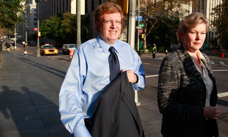 British financier Guy Hands arrives at Manhattan Federal Court in New York