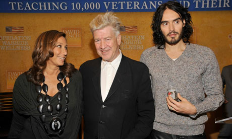 David Lynch with Donna Karan and Russell Brand at the launch of Operation Warrior Wellness