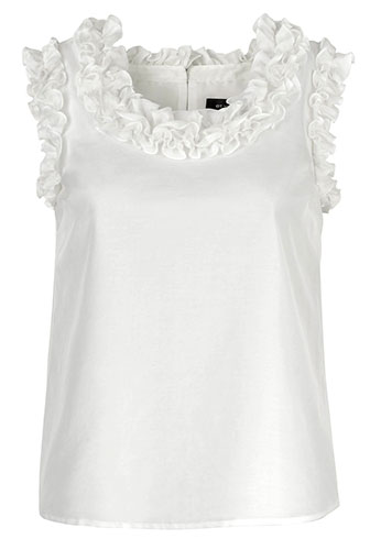 key trends: white: Ruffle top