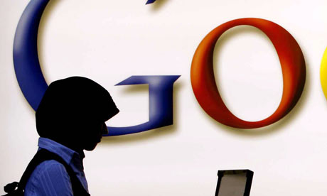 A punter at the Google stand at the Frankfurt Book Fair in 2006.