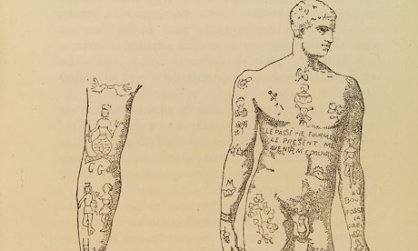 A 19th-century illustration of a tattooed body from the Skin exhibition at A 19th-century illustration of a tattooed body from the Skin exhibition at