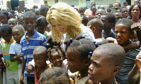 Colombian pop singer Shakira Shakira meets earthquake survivors in Haiti 