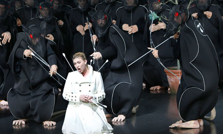 German soprano Dasch performs during rehearsal of opera ''Lohengrin'' by Richard Wagner in Bayreuth