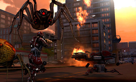 A scene from Earth Defense Force: Insect Armageddon