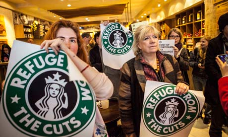 UK Uncut protesters in Starbucks