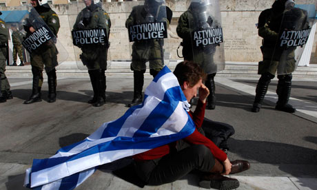 A protester in Athens.