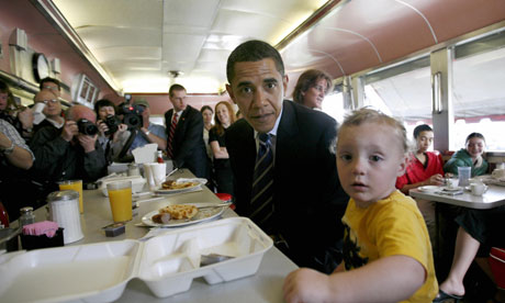 Obama in Glider Diner Scranton Pennsylvania