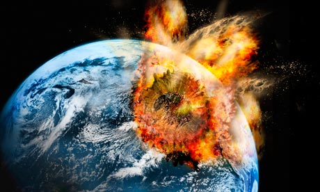 Asteroid striking the Earth