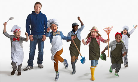 Jamie Oliver and schoolchildren