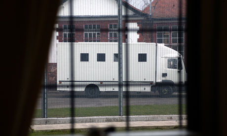 A prison van arriving at Styal women's prison in Cheshire
