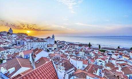 Sunrise over the rooftops of Alfama, Lisbon