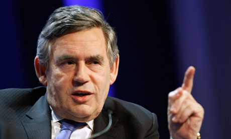 Britain's Prime Minister Brown attends a session at the WEF in Davos