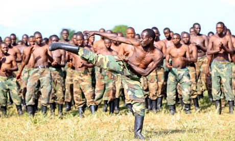 M23 rebels train in the Democratic Republic of the Congo.