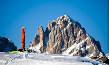 Yoga in snowy mountains