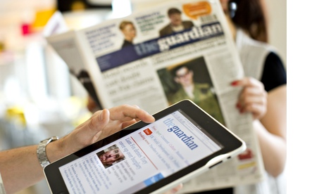 The Guardian newspaper in print on and on ipad.