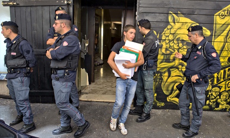 Student occupiers are evicted  from Cinema America  in Rome earlier this month.  