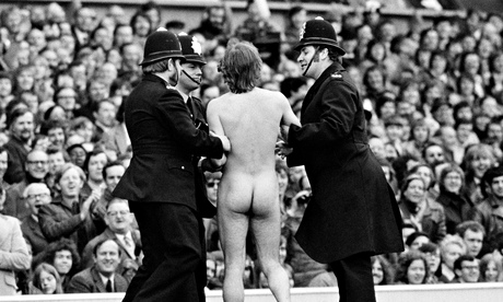 Australian streaker Michael O’Brien at Twickenham, London, 1974.