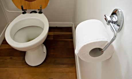 Toilet bowl and paper