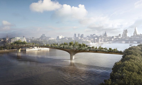 An artist’s impression of the proposed London garden bridge, crossing the Thames between Temple and 