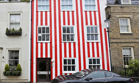 Red and white painted house, Kensington, London