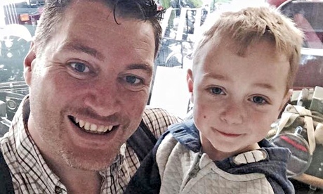 Roger Williams with three-year-old Ethan. Father and son were reunited on Saturday.