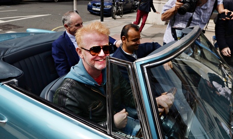 'A brave man': Chris Evans at the wheel last week.