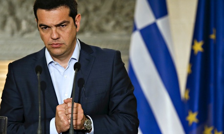‘Economic catastrophe’: beleaguered Greek prime minister Alexis Tsipras at a news conference last we
