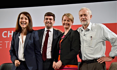Power play: Labour leadership candidates  Liz Kendall, Andy Burnham, Yvette Cooper  and Jeremy Corby