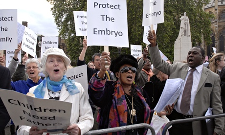An anti-abortion group protest outside parliament. 