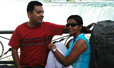 Murdered blogger Avijit Roy, pictured with his wife, Rafida Bonya Ahmed, on a tribute Facebook page.
