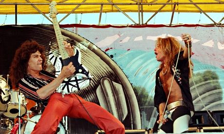 'Poodle-coiffed':  Eddie Van Halen and David Lee Roth of Van Halen in 1977.