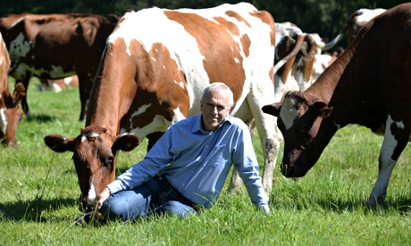 Dairy farmer Patrick Holden at his farm Bwlchwernen Farm near Lampeter in Ceredigion, West Wales