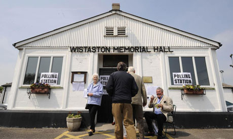 A polling station near Crewe as voting takes place in the Crewe and Nantwich byelection on May 22 2008. Photograph: John Giles/PA Wire