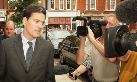 David Miliband faces media cameras as he arrives for a BBC radio interview on July 31 2008. Photograph: Peter Macdiarmid/Getty Images