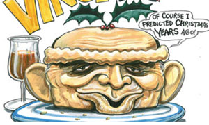 Martin Rowson Christmas cards: Vincent Cable